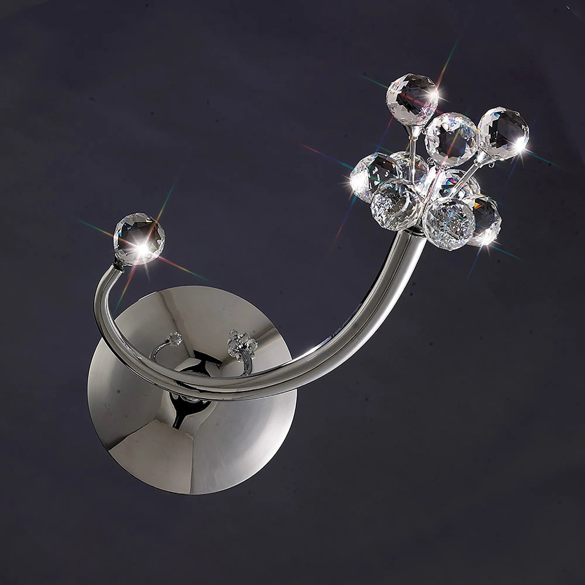 Octavia Polished Chrome Crystal Wall Lights Diyas Flush Crystal Wall Lights